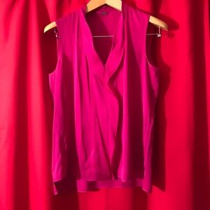 Hot pink blouse with cleavage zipper