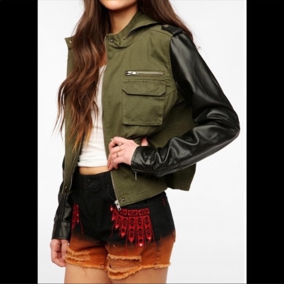 Urban Outfitters Jackets & Blazers - Urban Outfitters Army Green & Leather Jacket