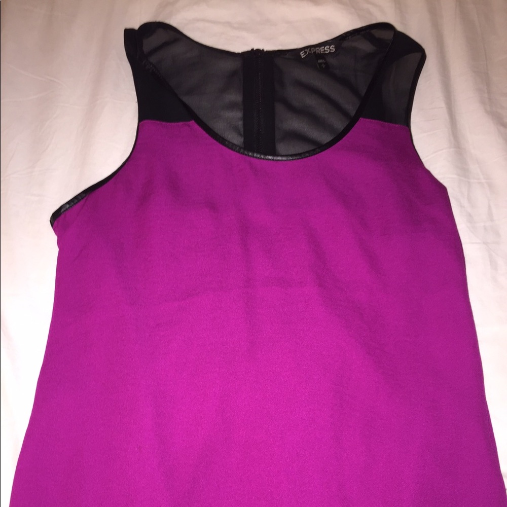 Magenta leather hem work shirt