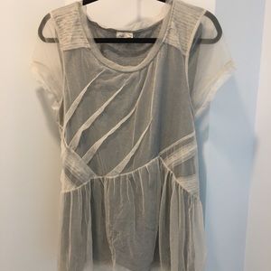 Anthropologie Top w mesh detail