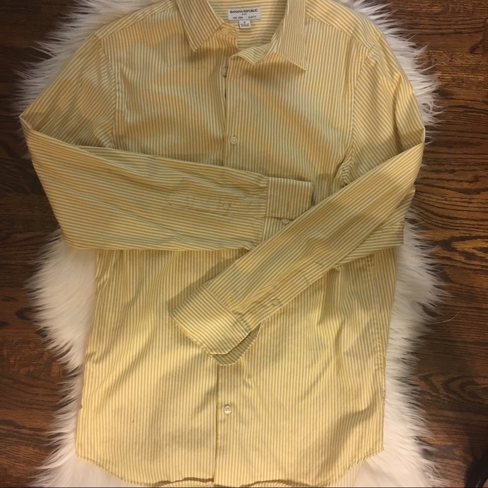 Men’s BR yellow pinstripe shirt size 15-15.5