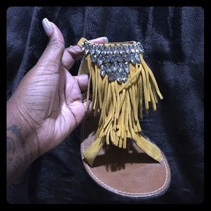 Mustard Yellow Bejeweled Sandals