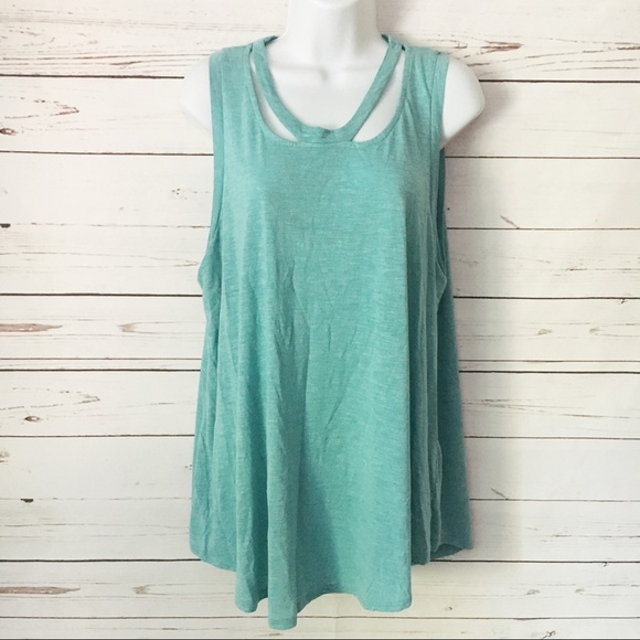 Tops - Flowy Light Blue Cutout Tank