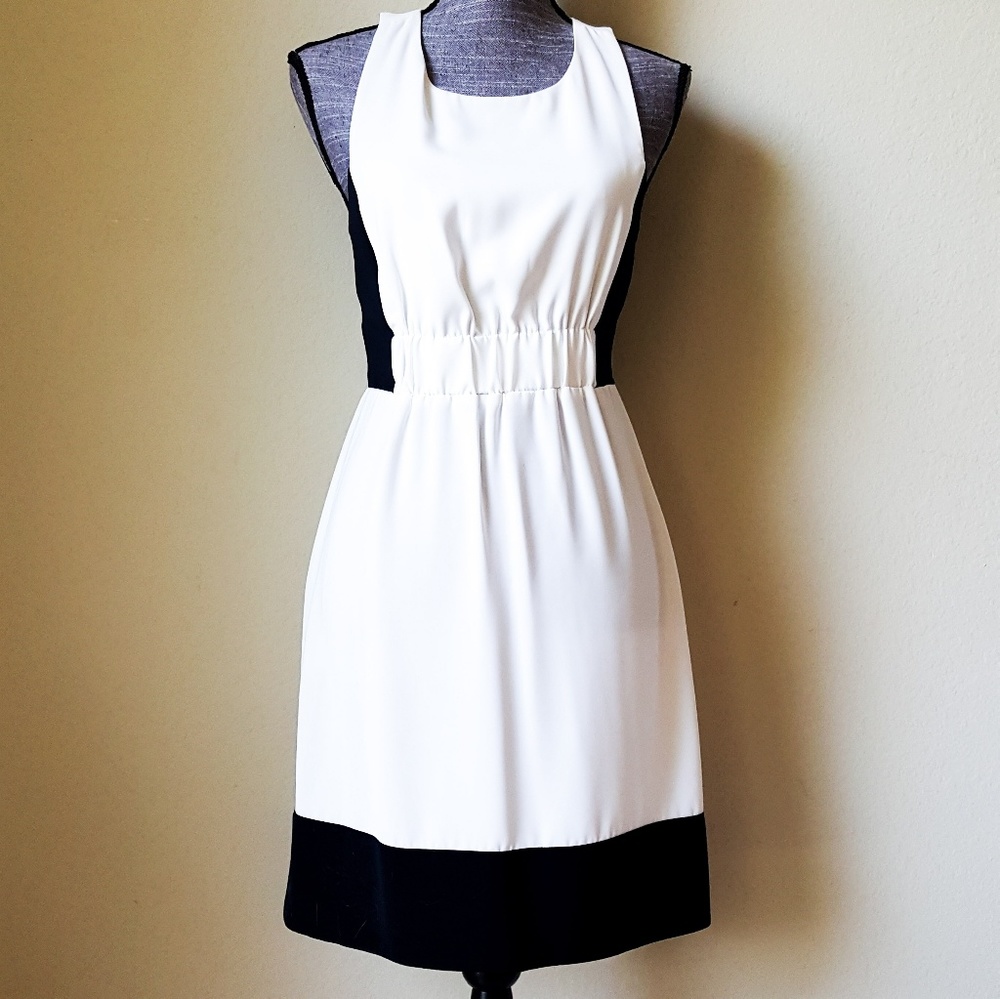 Rachel Roy White Black Tuxedo Fitted Dress