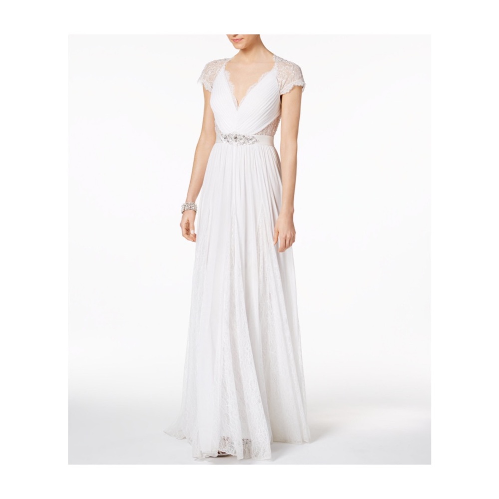 Adriana Papell White Ivory Wedding Dress 10