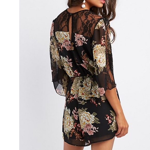 Lace detailed floral romper - Picture 2 of 2