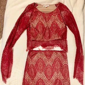 Red Lace 2 Piece Outfit