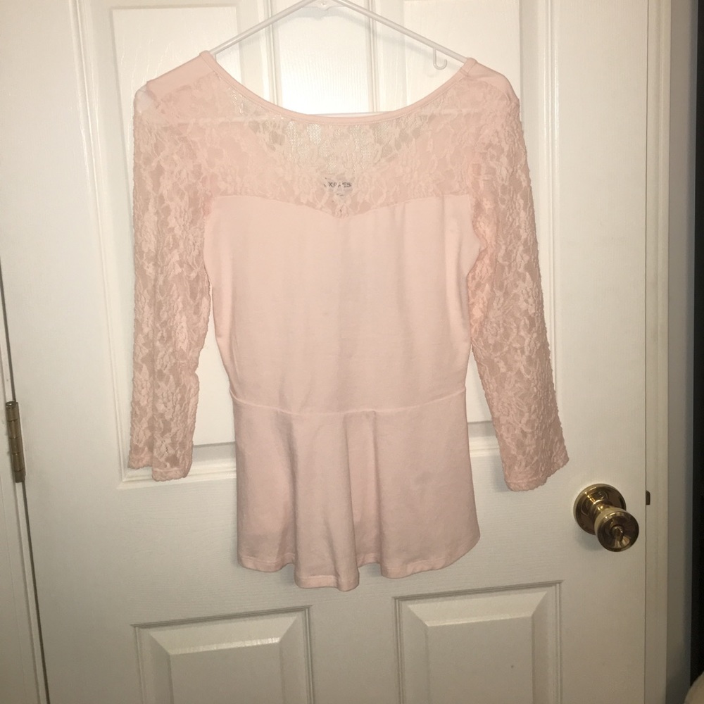 Light pink lace peplum top
