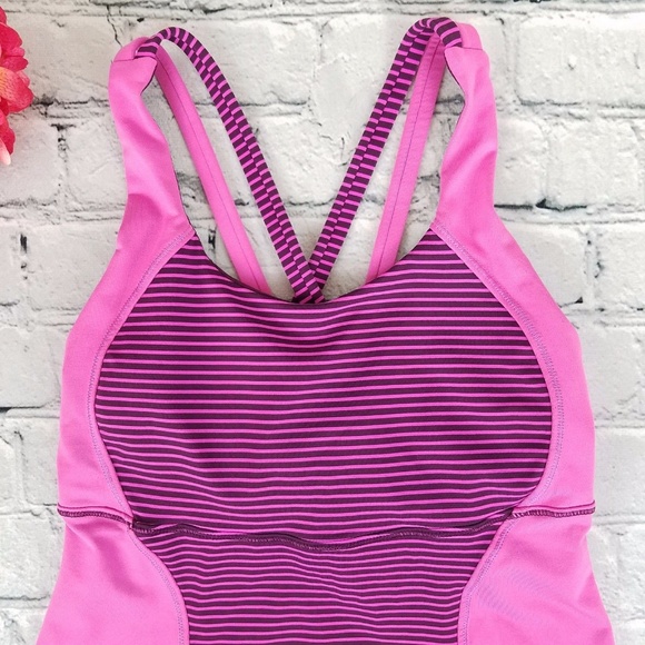 Lululemon Tank Top Size 4 Pink Purple Cross Straps - Picture 2 of 5