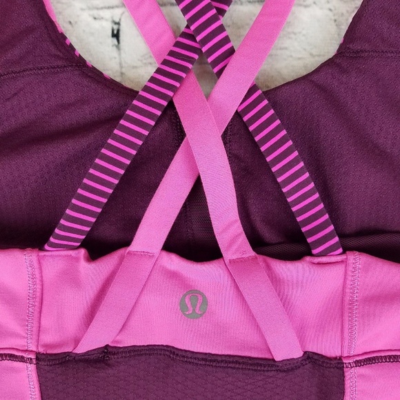 Lululemon Tank Top Size 4 Pink Purple Cross Straps - Picture 5 of 5