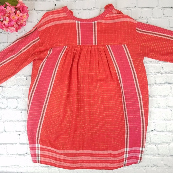 Free-People-Long-Sleeve-Shirt-Size-Small-Red-Pink - Picture 7 of 7