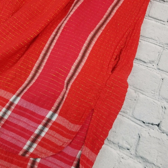 Free-People-Long-Sleeve-Shirt-Size-Small-Red-Pink - Picture 5 of 7