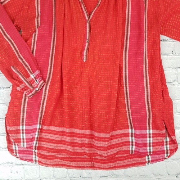 Free-People-Long-Sleeve-Shirt-Size-Small-Red-Pink - Picture 4 of 7