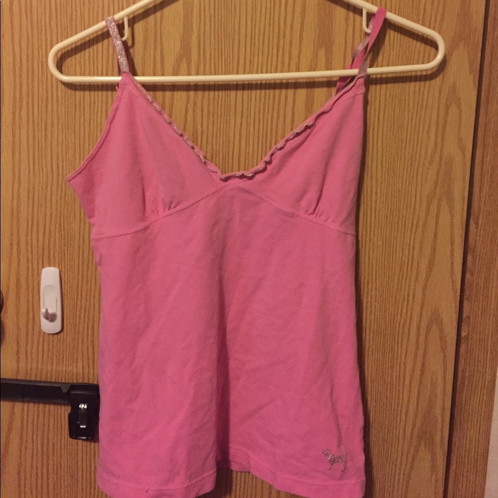Pink Victoria’s Secret sleep tank top.