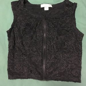 Thrifted Vintage style Black zip up lace crop top