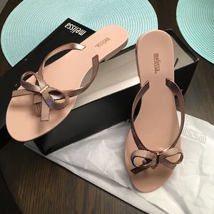 New Melissa flip flops rose gold