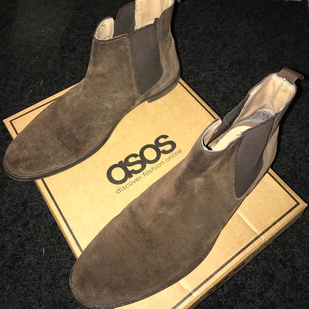 Asos, brown suede Chelsea Boots