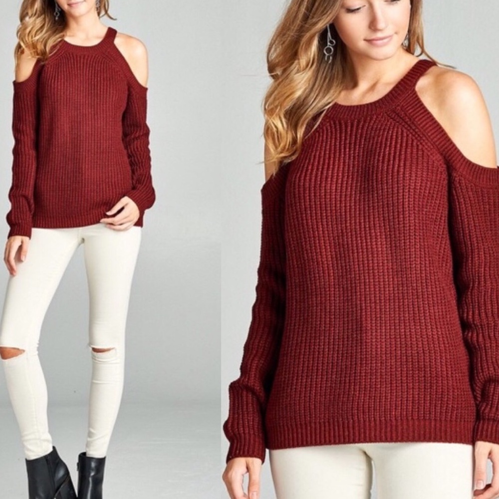 cold shoulder knit sweater
