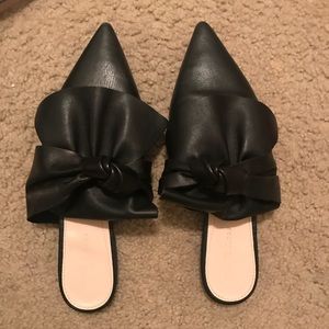 Zara Leather Bow tie loafers