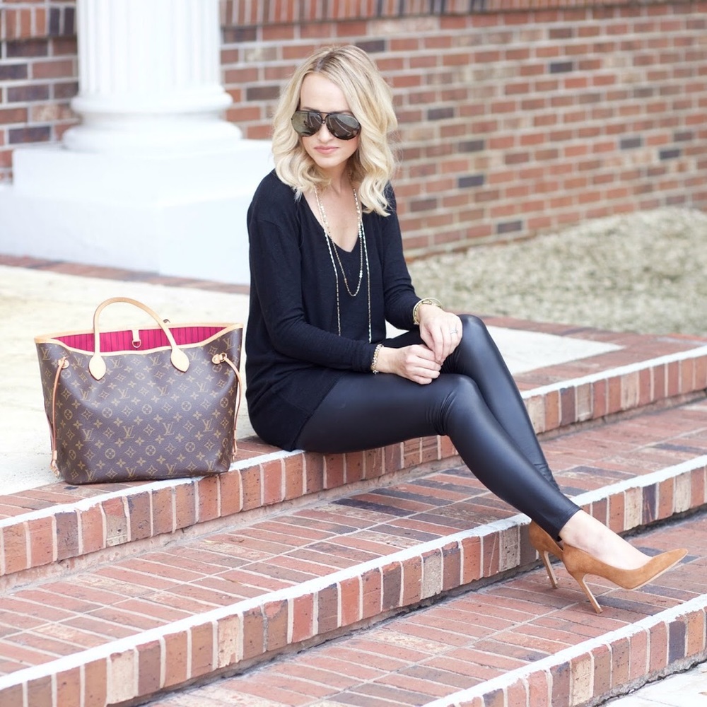Faux black leather pants