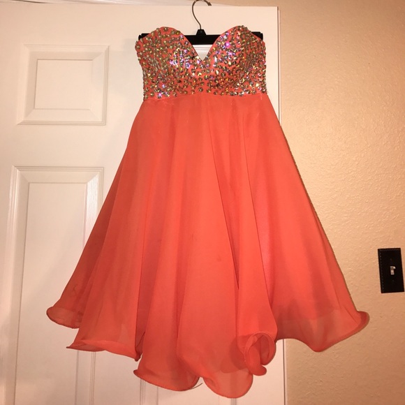 Dresses & Skirts - Salmon/Pink Bedazzled Homecoming Dress