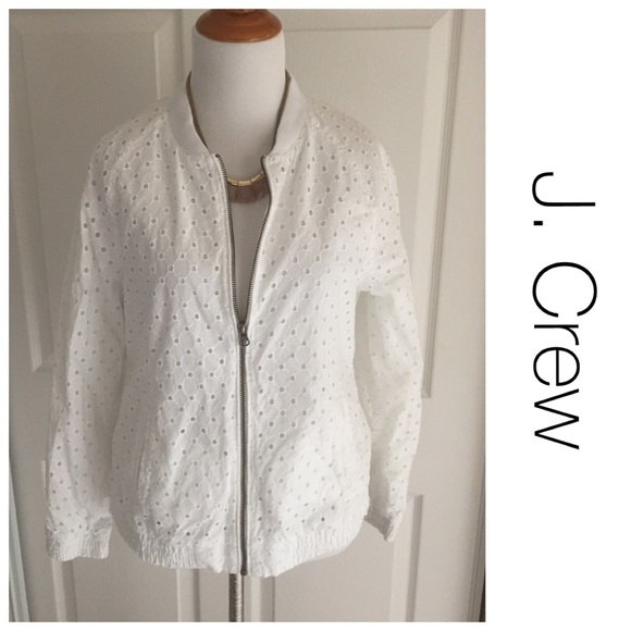 J. Crew Factory Jackets & Blazers - J. Crew White Eyelet Baseball Jacket M