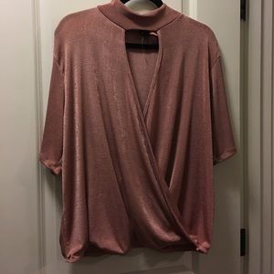 Boohoo Rose pink surplice top size XL