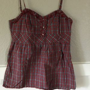 Red plaid spaghetti strap tank top