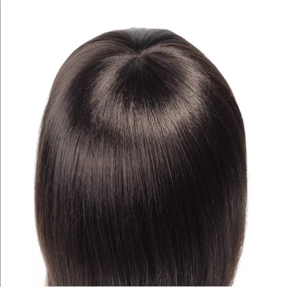 Shoulder Length Brown Straight Wig Synthetic Fiber main image 6