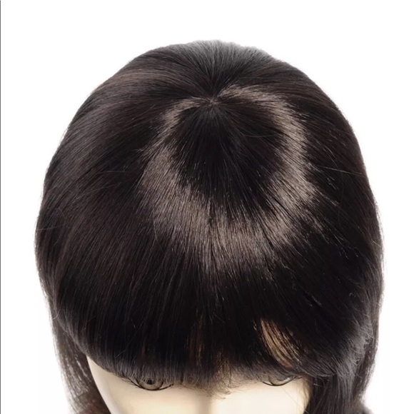 Shoulder Length Brown Straight Wig Synthetic Fiber main image 5