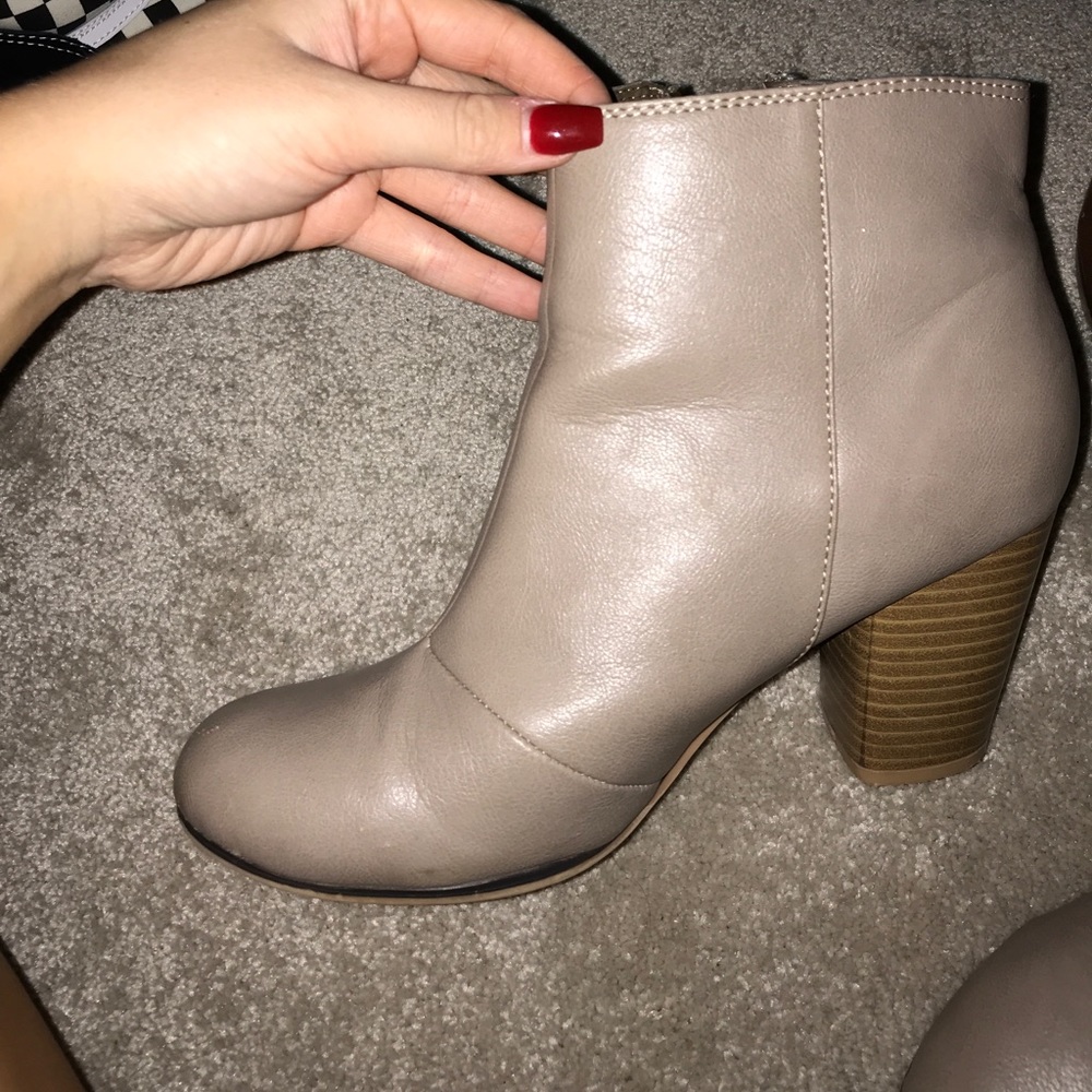 Brown and taupe booties