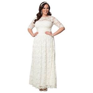 Kiyonna Ivory Lace Illusion Gown