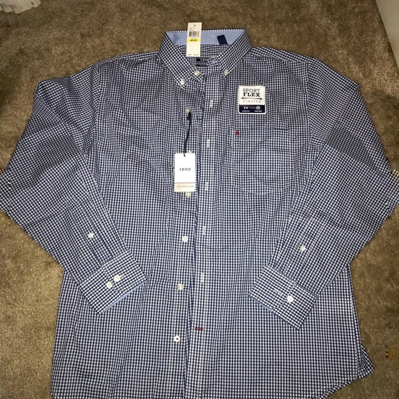 NWT IZOD Blue and White Button Down Dress Shirt ! - Picture 6 of 6