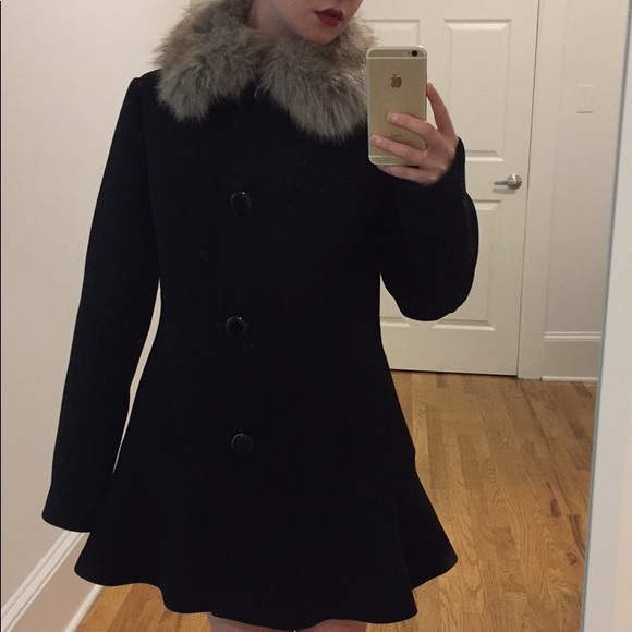 Kate Spade Fur Collar Twill Coat XS - Picture 5 of 5