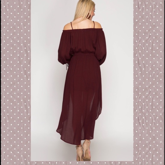 PRICE DROP! WAS $59 Deep Wine Hi-Lo Romper - Picture 3 of 3