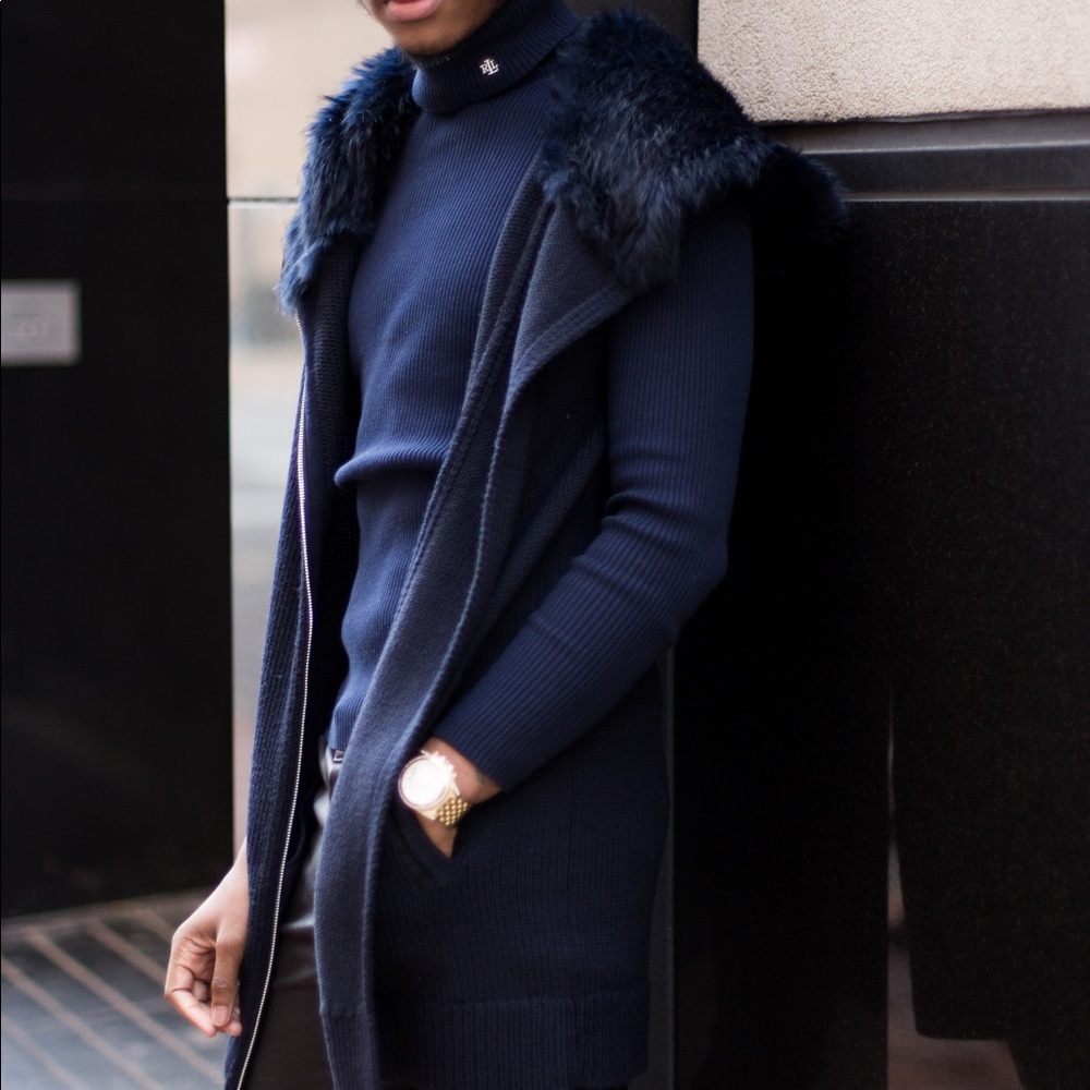 Theory Fur Hooded ZipUp Vest