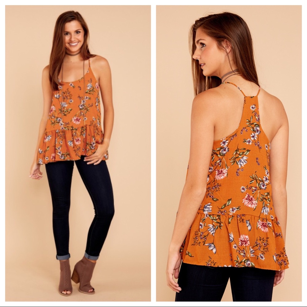 🐝 Floral Print Ruffled Tank 🐝