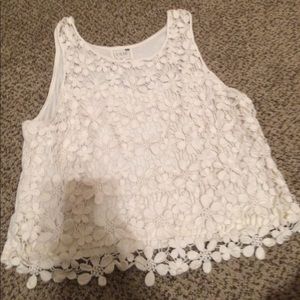 Sleeveless white crop top