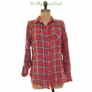 SANDRA INGRISH PLAID FLANNEL BUTTON DOWN TOP