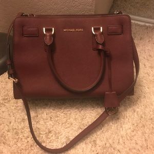 Michael Kors Wine Leather Dillon Satchel