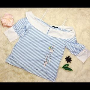 Striped Off-The-Shoulder Blouse Very Nice