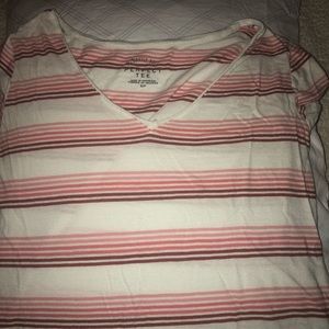 Pink/red striped white shirt