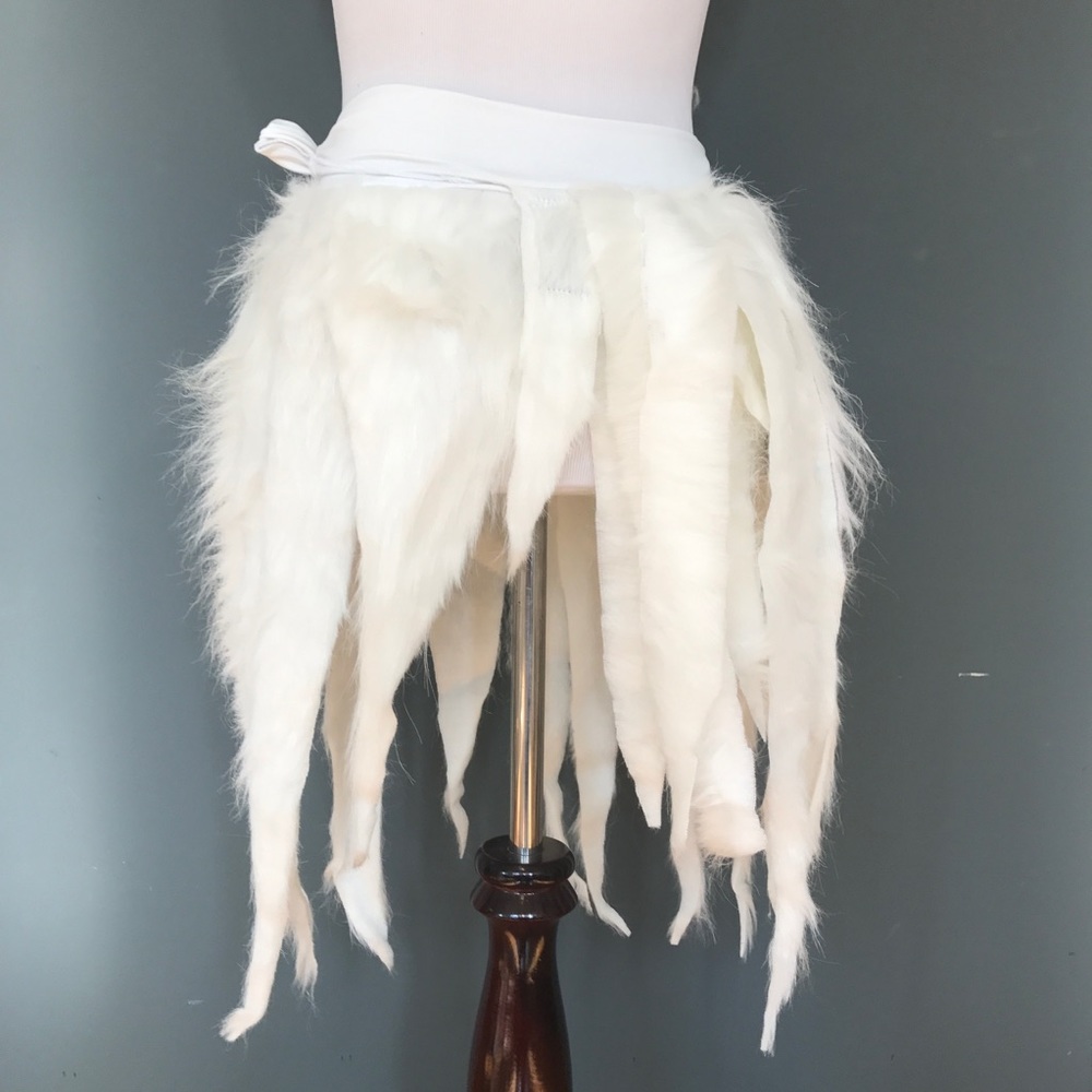 White Fur Mini Skirt One Size Small Large Fursuit Halloween Cat Costume Cosplay
