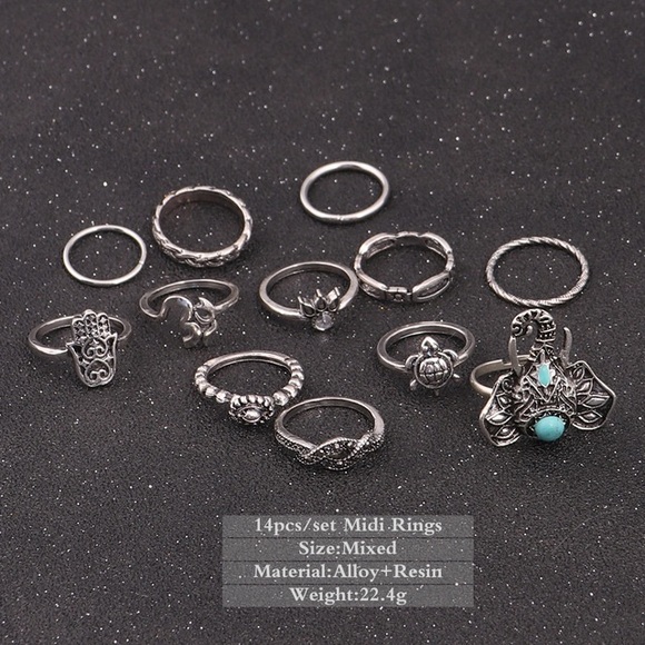 14pc bohemian ring set - Picture 3 of 7