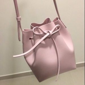 Mansur Calf Leather Bucket Bag Rosa Small Size
