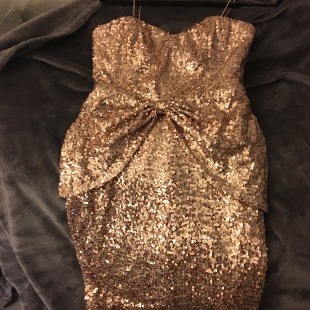 Rose gold sequin dress