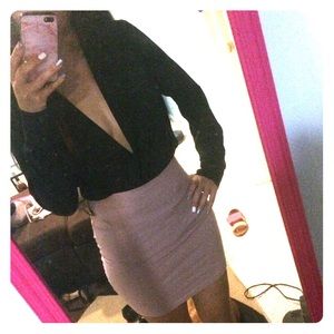 Black surplice plunge bodysuit