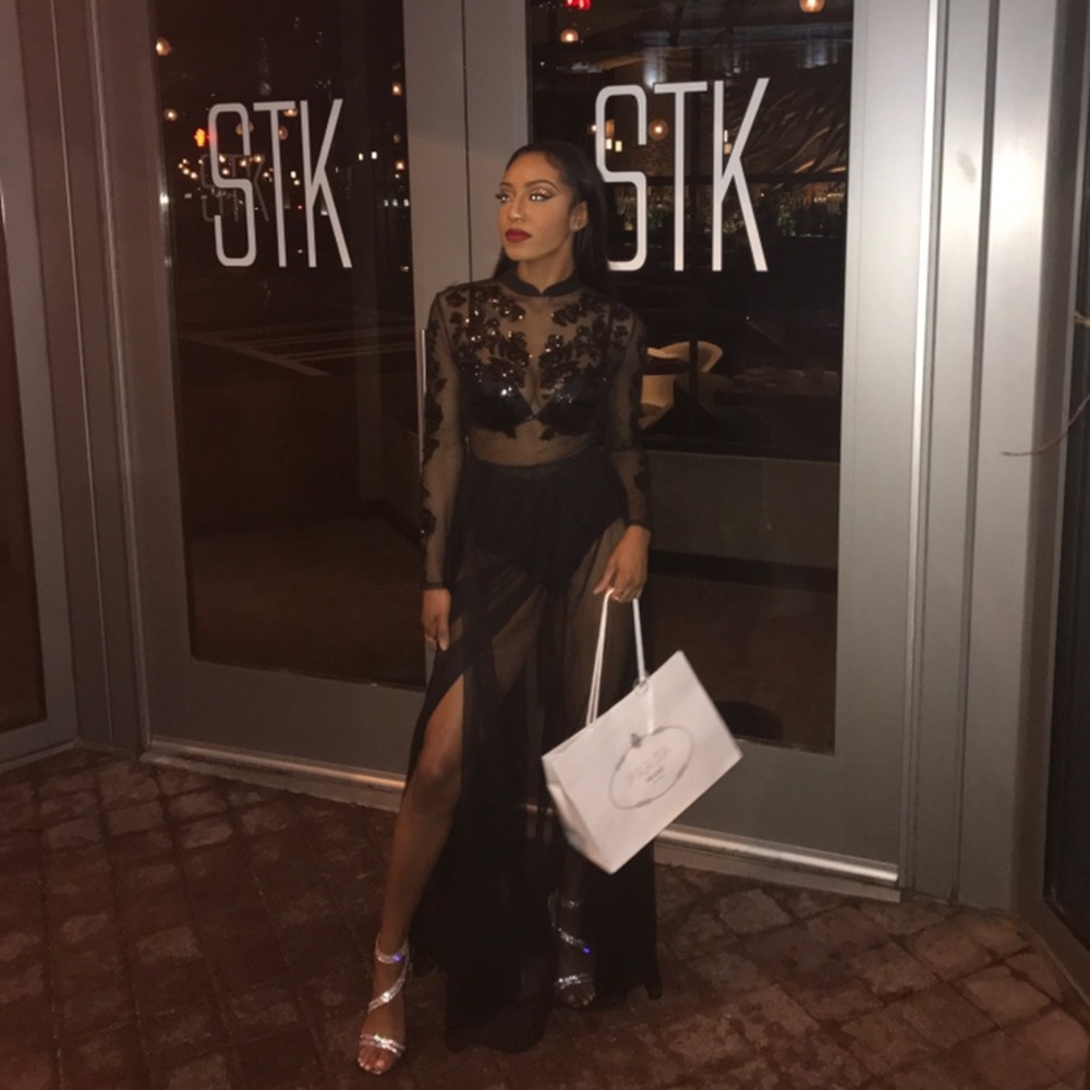 House of CB Black and Mesh Sequin Dress
