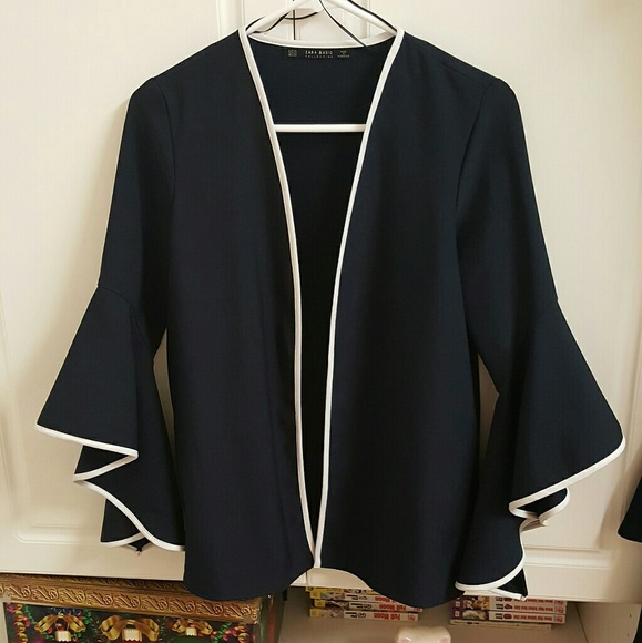 Zara Jackets & Blazers - Zara basic navy blazer with white piping