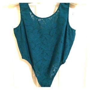 Gorgeous vintage green lace bodysuit tank top